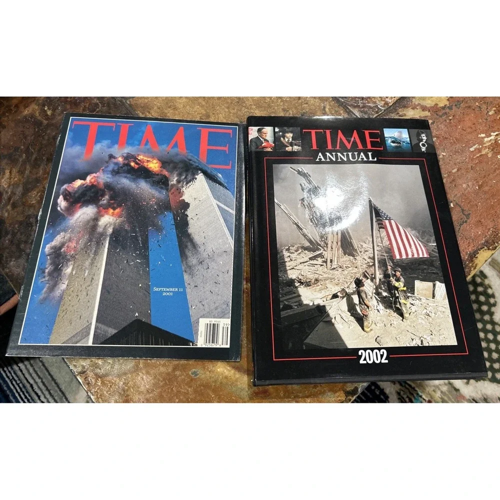 Vintage Time Magazine 9/11 Lot Of 2 -Time Annual 2002 Hardcover + Time Magazine
